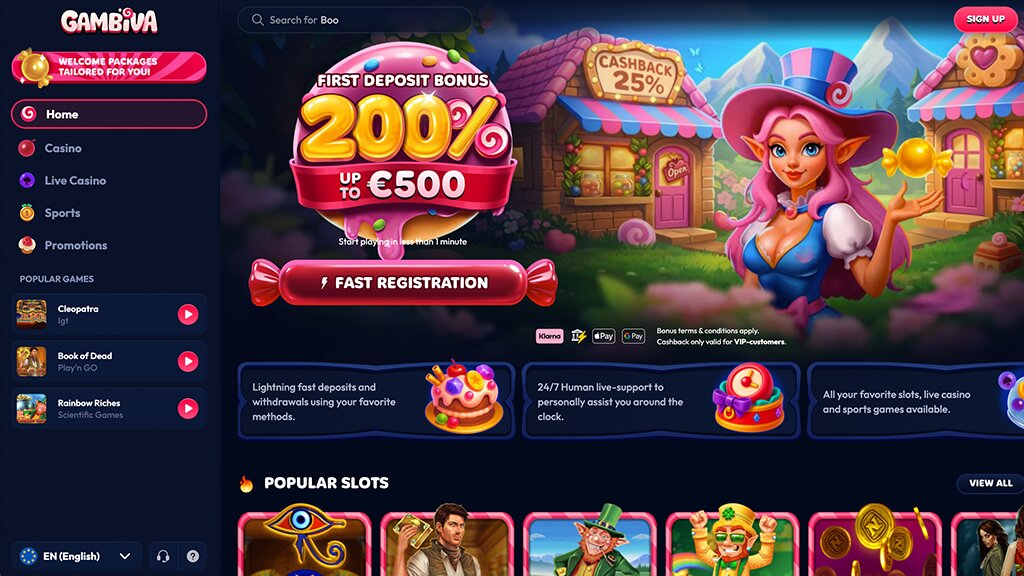 goksite homepage van het gambiva casino